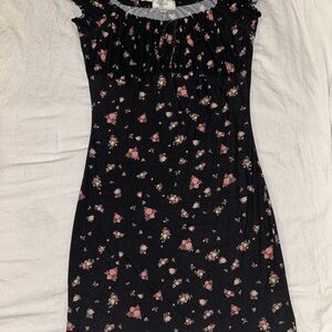 Floral Black Mini Dress